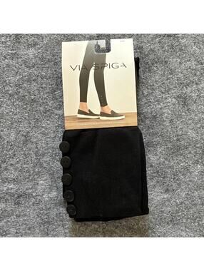 Via Spiga Luxe Button Microfiber Leggings  - Black - Size S/M - NEW / NWT